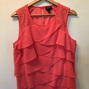 Nicole Miller Tiered Ruffle Top (Size L)